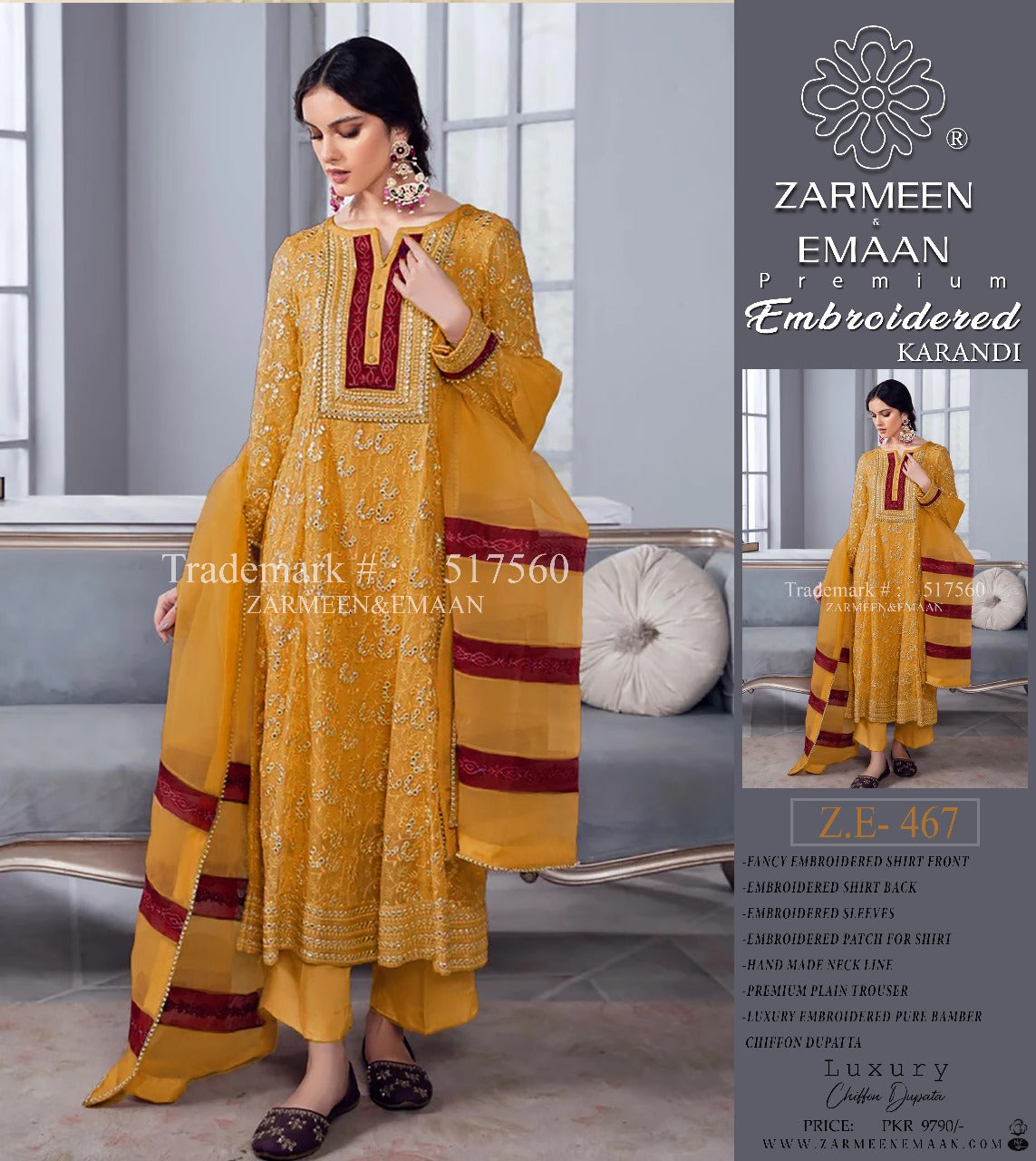 ZARMEEN & EMAAN  KUXURY KARANDI 3PC