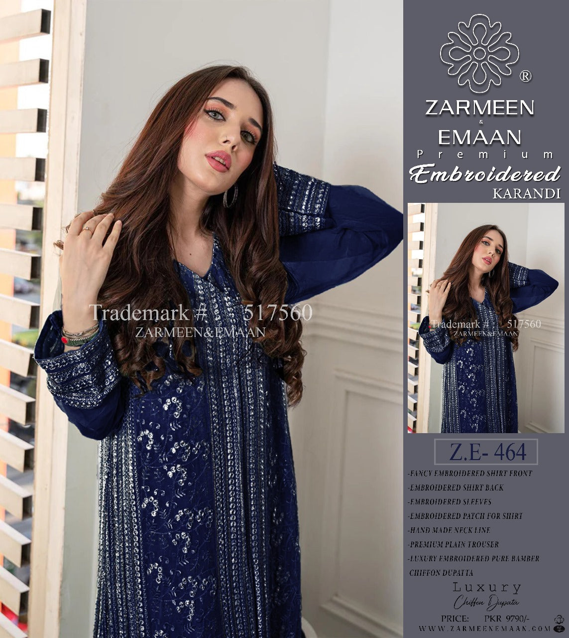 ZARMEEN & EMAA LUXURY KARANDI 3PC