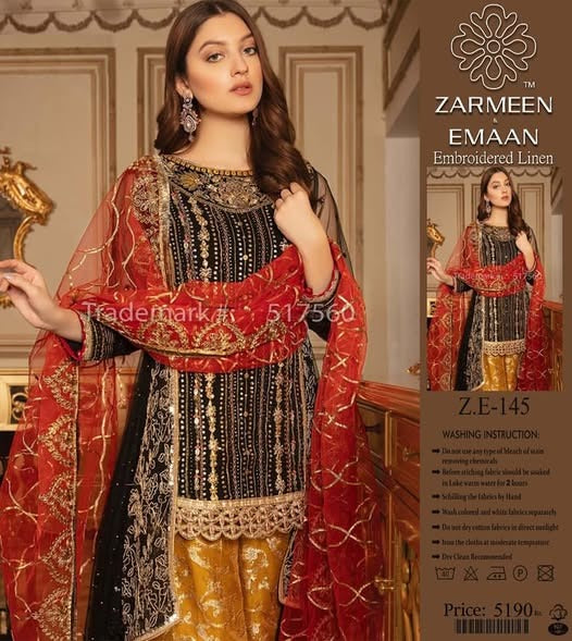 Fancy Linen 3pc Zarmeen & Emaan Premium