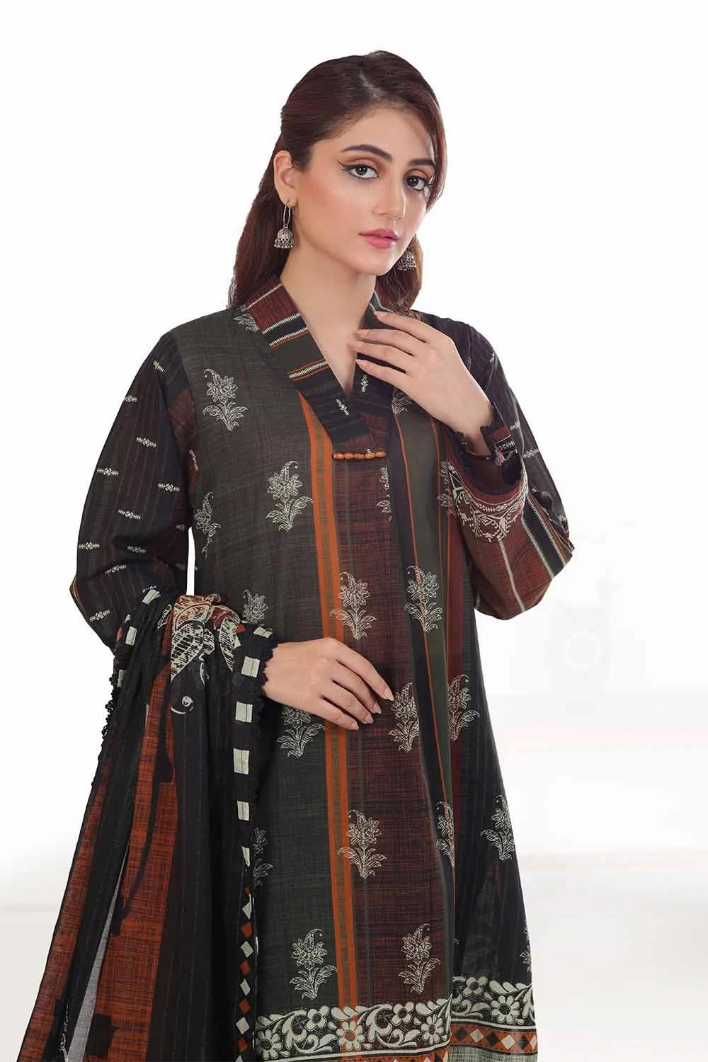 3 Piece Unstitched Printed Khaddar Suit CA-42078