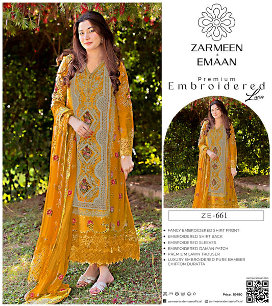 Premium EMB 3PC Zarmeen & Emaan Z.E-661