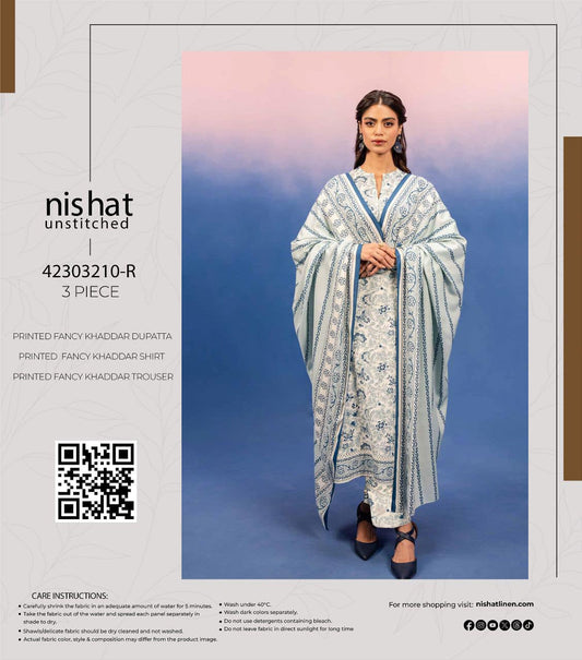 Nishat With You Unstitched Printed Khaddar 3Pc Suit - 42303210