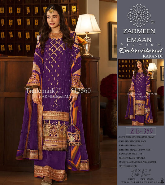 ZARMEE & EMAAN LUXURY KARANDI 3PC