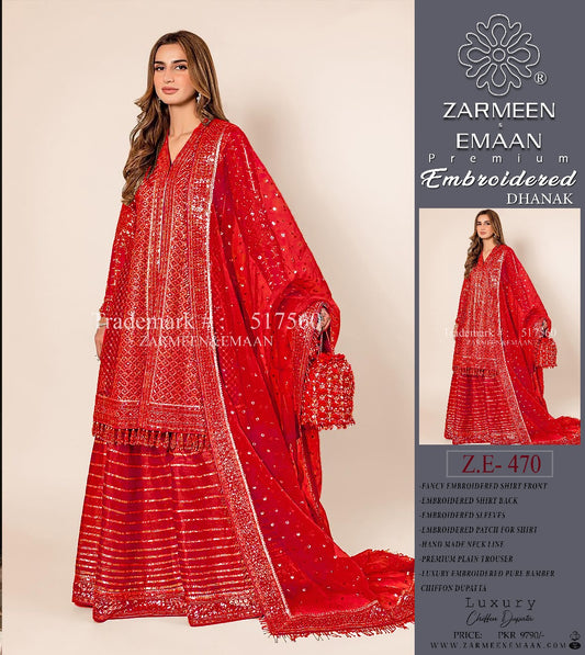 ZARMEEN & EMAAN LUXURY DHANAK 3PC