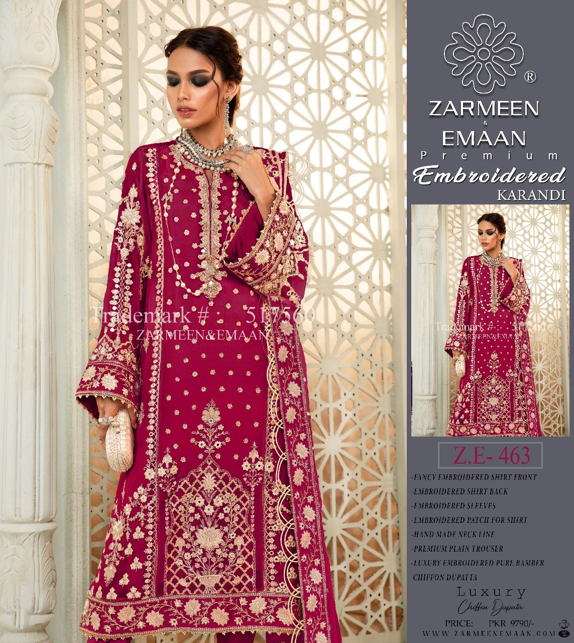 ZARMEEN & EMAAN LUXURY KARANDI 3PC
