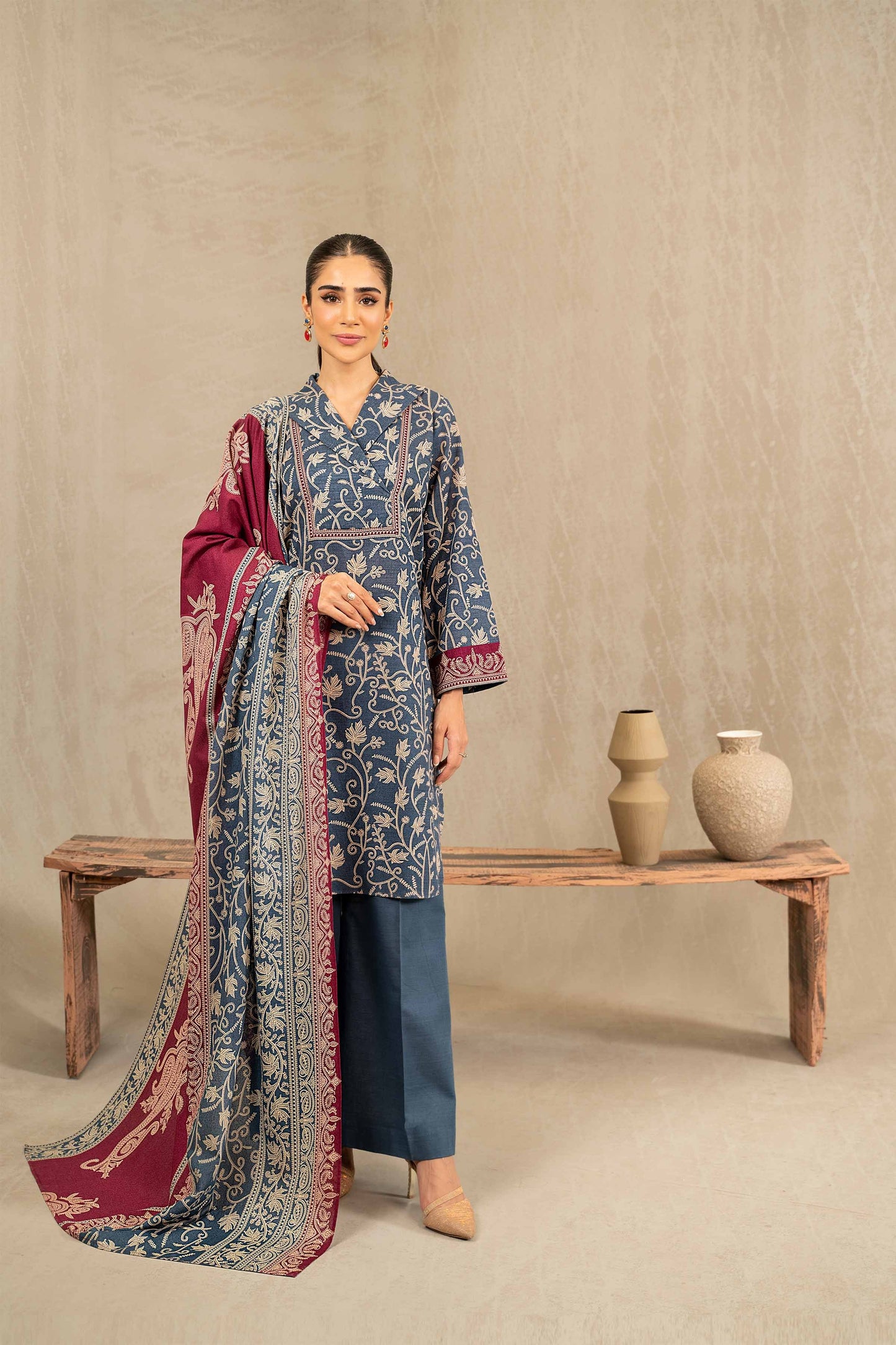 Nishat With You Unstitched Printed Khaddar 3Pc Suit - 42303239