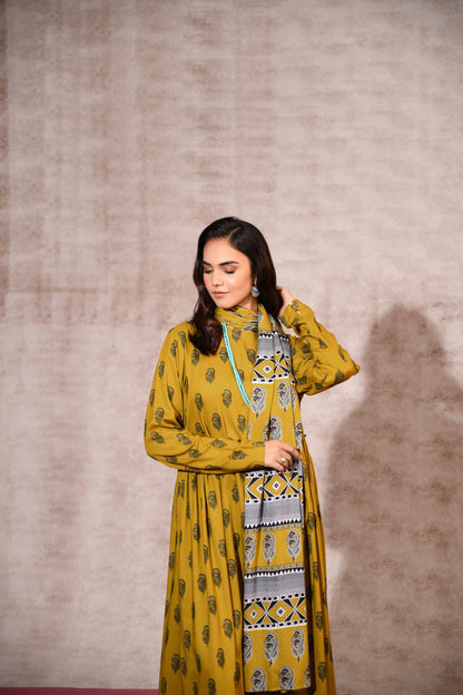 Nishat With You Unstitched Printed Khaddar 3Pc Suit - 42303178