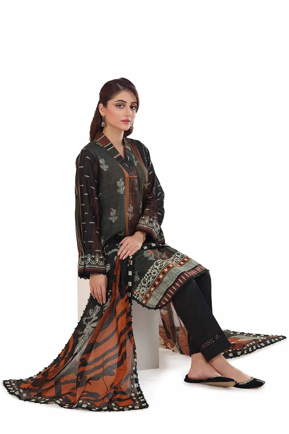 3 Piece Unstitched Printed Khaddar Suit CA-42078